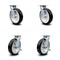 Service Caster 8 Inch Rubber on Aluminum Swivel Caster Set with Roller Bearing 2 Brake SCC SCC-30CS820-RAR-2-TLB-2 - alternate 1